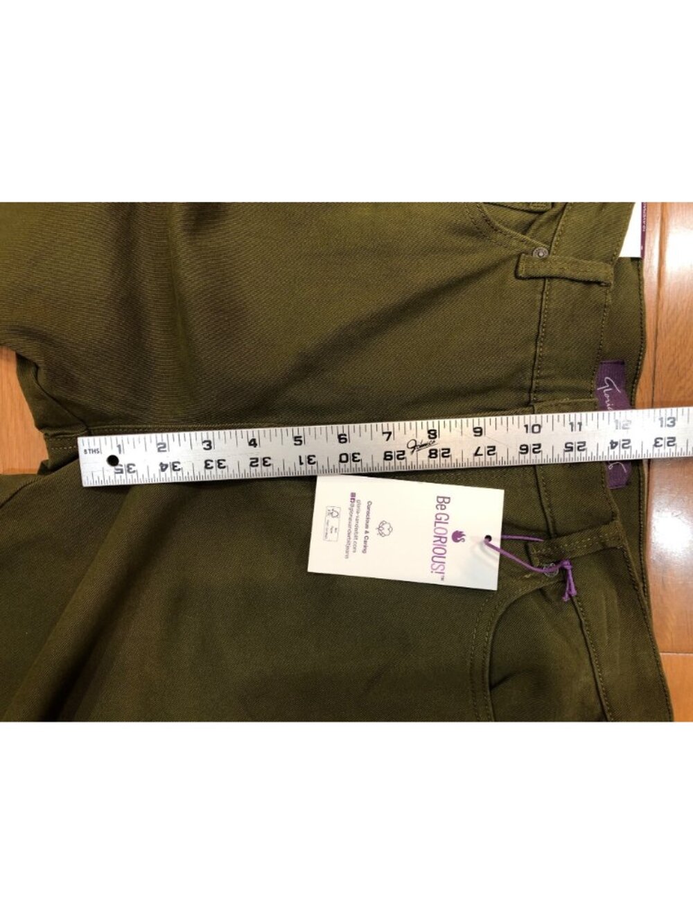 Gloria Vanderbilt Amanda Slimming High Rise Tapered Leg Olive Jeans Size 10 Ave - Picture 3 of 12